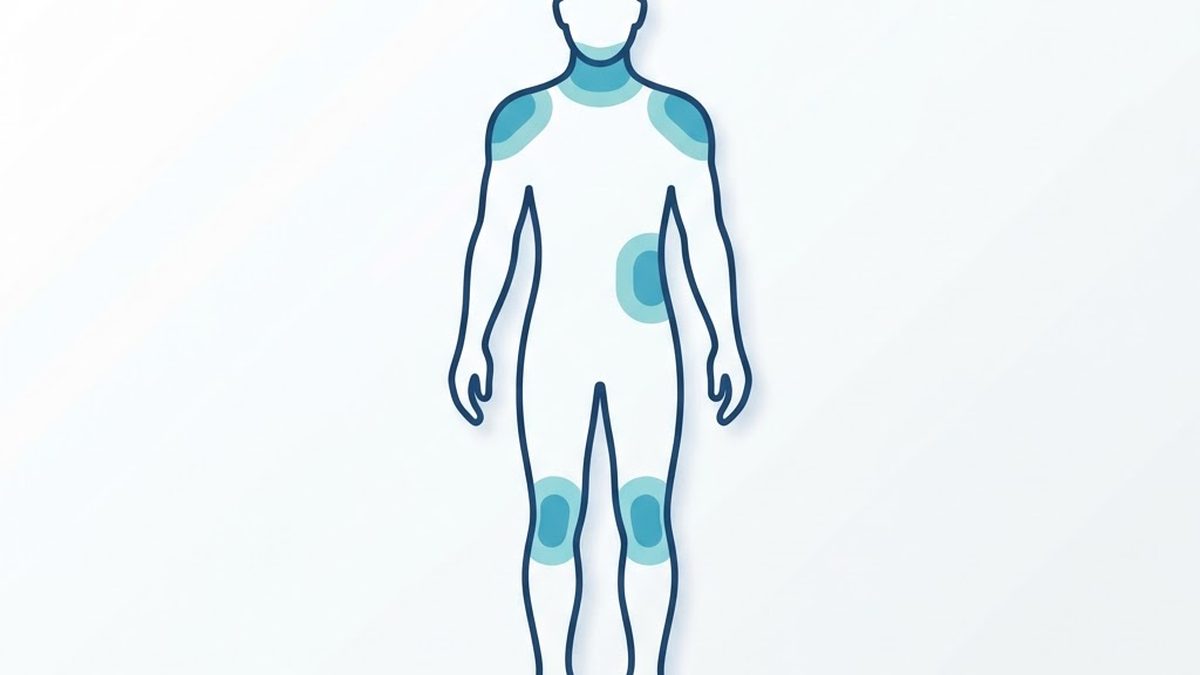 Medical diagram of widespread pain across the whole body
