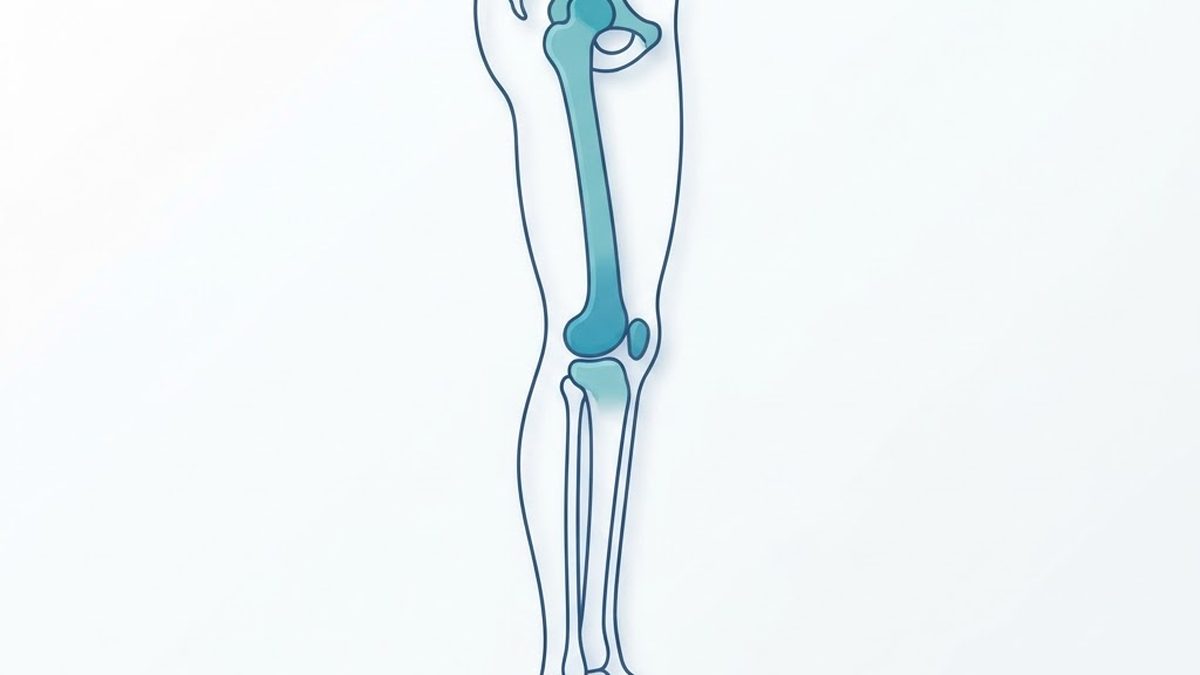 Medical diagram of the hip, leg and knee