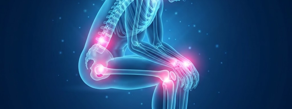 Illustration of the human body highlighting chronic pain areas