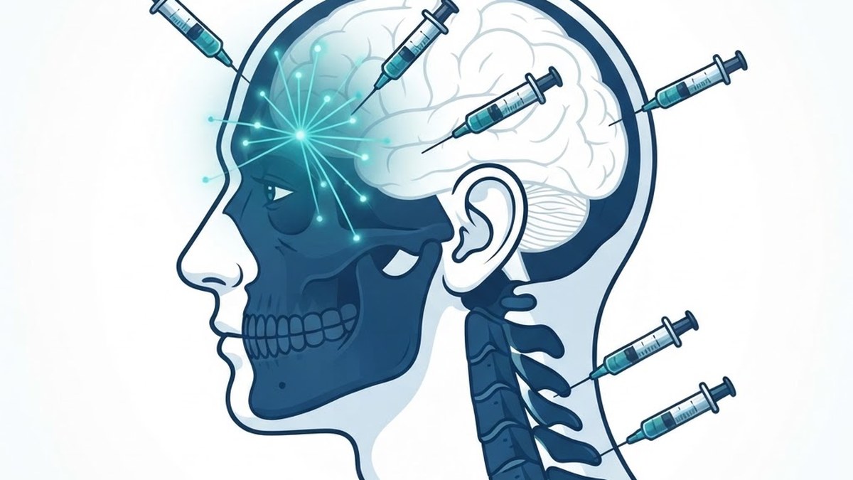 Medical diagram illustrating botox for migraines
