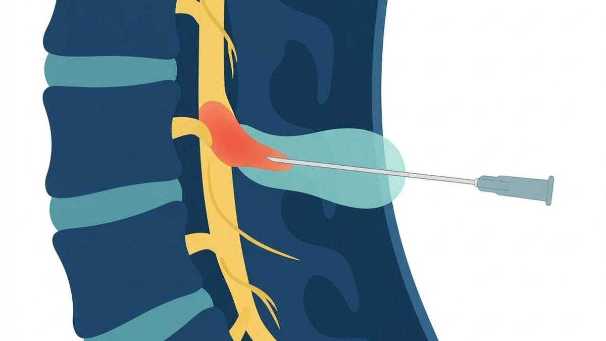 Medical diagram illustrating epidural steroid injection