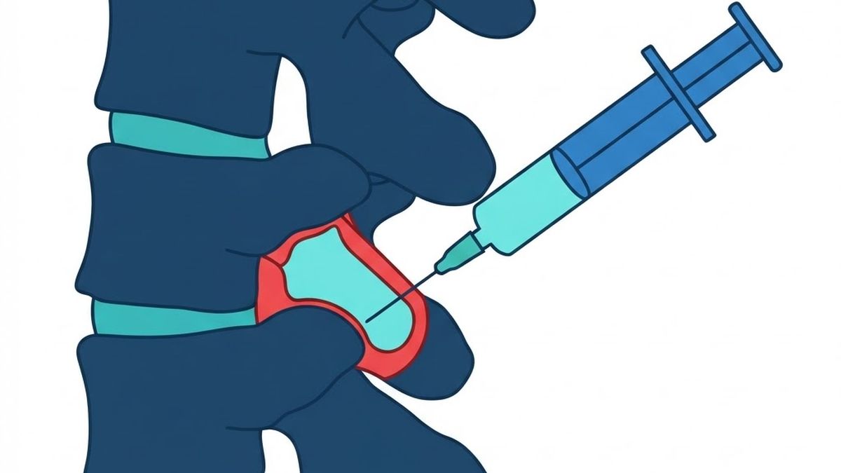 Medical diagram illustrating facet joint injection