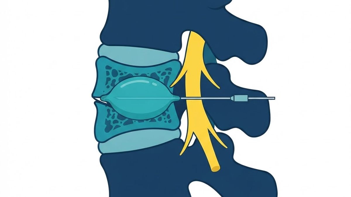 Medical diagram illustrating vertebroplasty and kyphoplasty