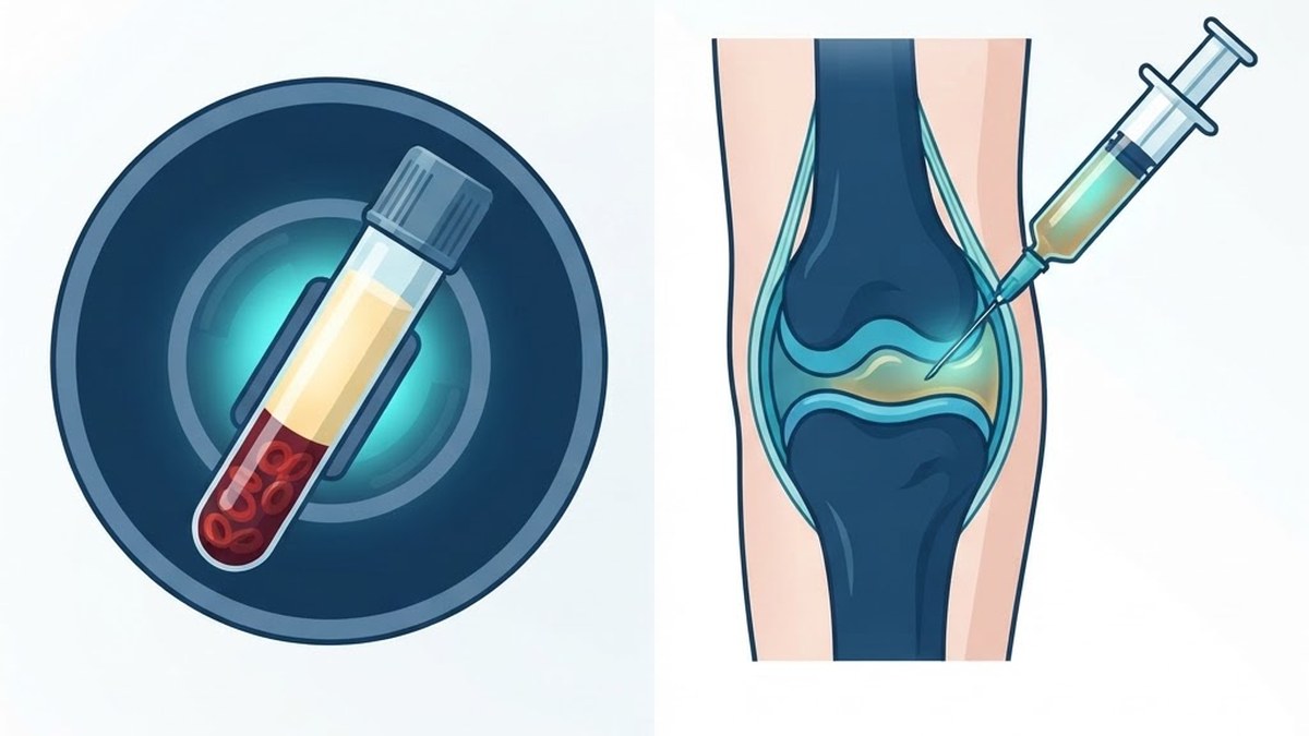 Medical diagram illustrating platelet-rich plasma (prp) injection