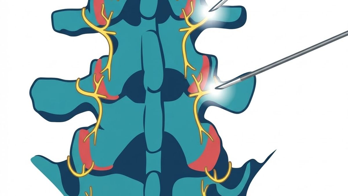 Medical diagram illustrating radiofrequency nerve ablation