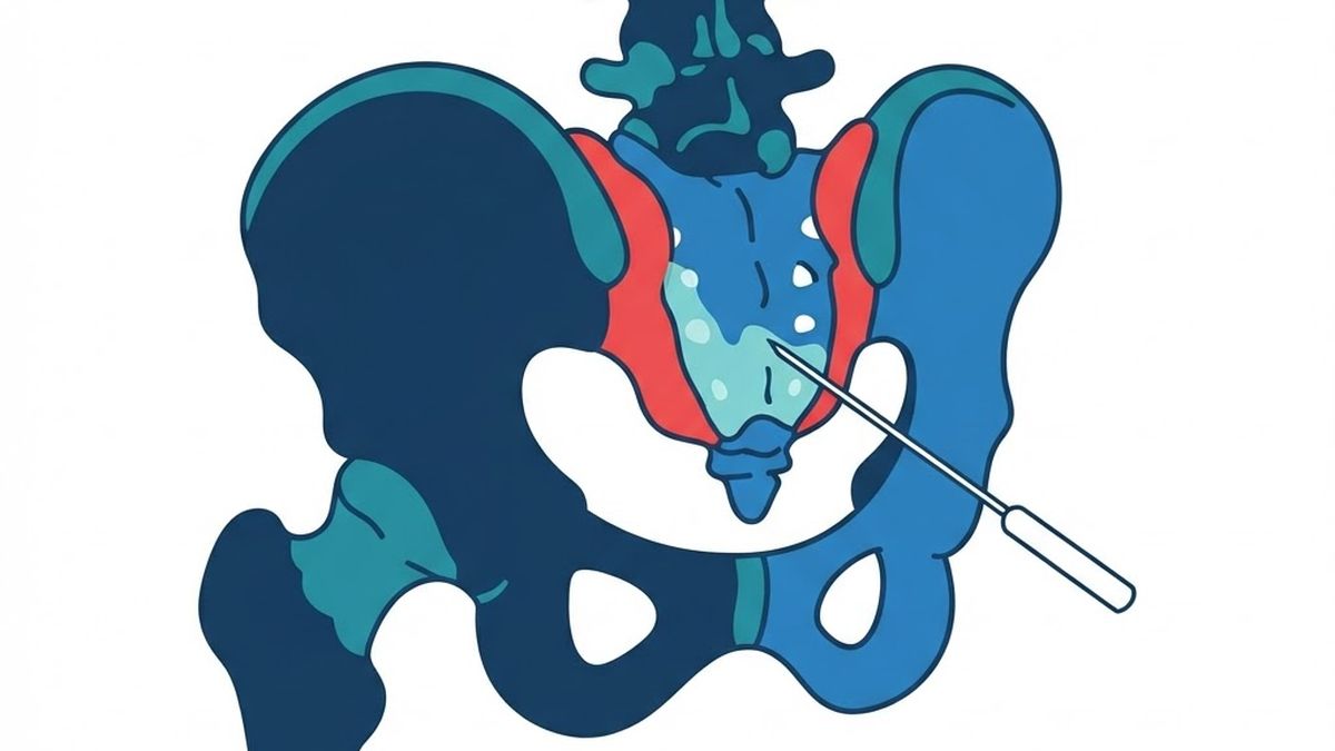 Medical diagram illustrating sacroiliac joint injections