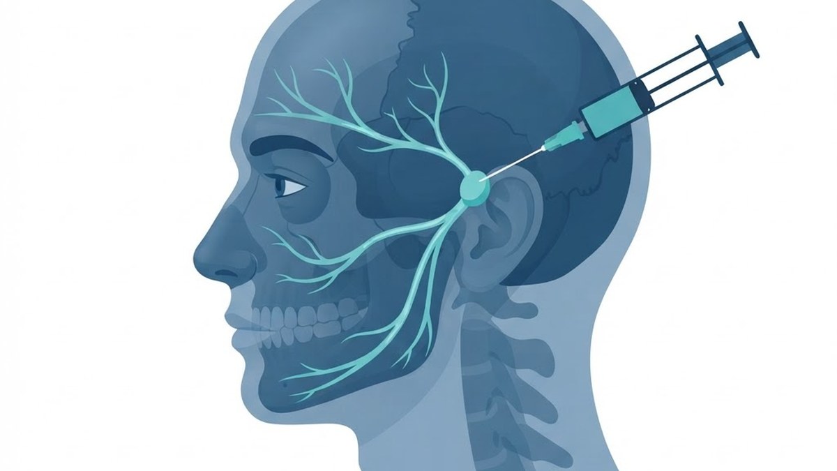 Medical diagram illustrating trigeminal nerve block